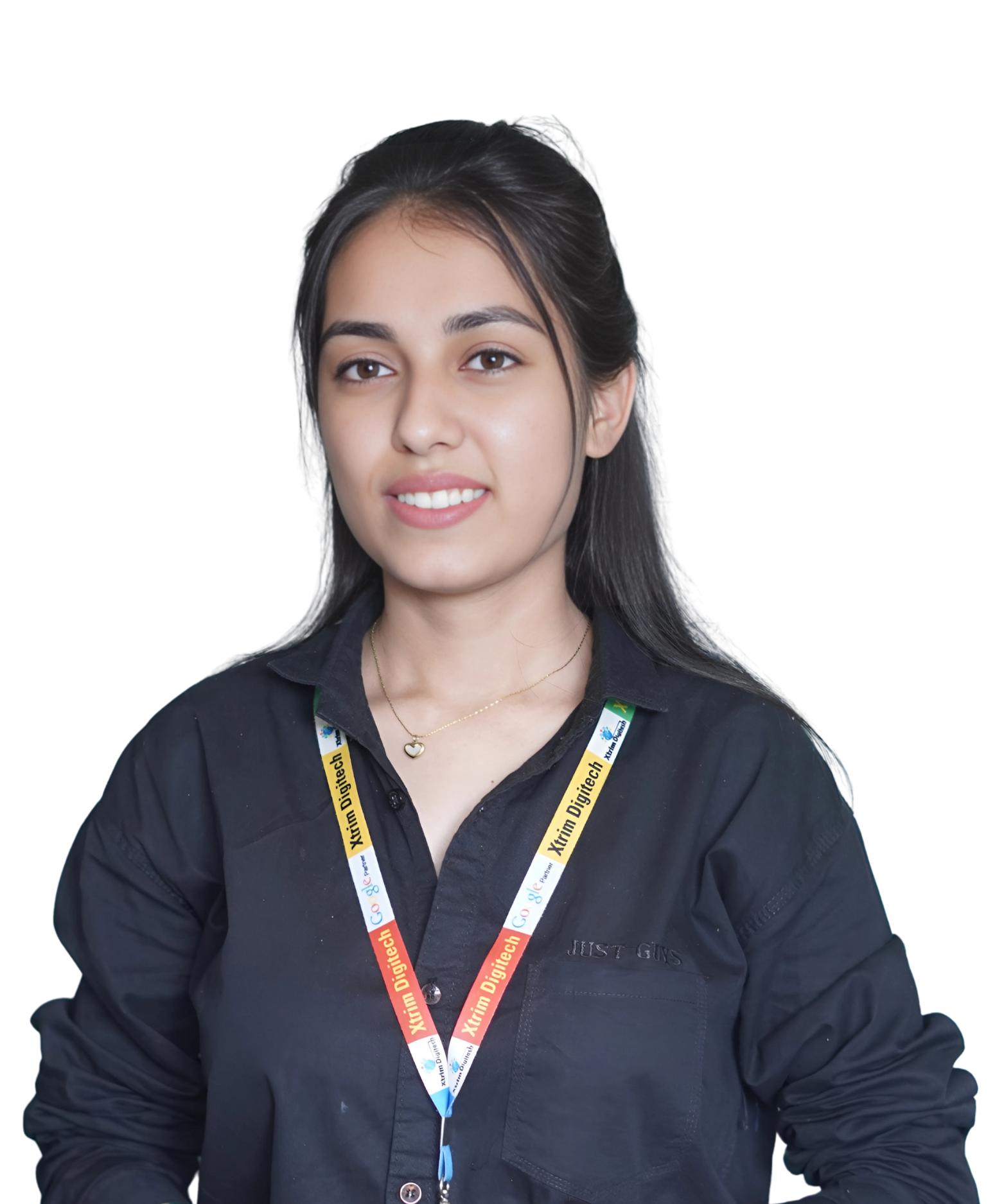 Palak, International Business Development Manager, in a white shirt with a confident smile.