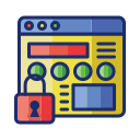 Secure website icon with a padlock over a web dashboard, representing website security, data protection, and privacy by Xtrim Digitech, best digital marketing company in Indore.