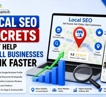 Local SEO infographic showing ranking strategies for small businesses, including Google Business Profile optimization, local keywords, positive customer reviews, local citations, and on-page and technical SEO.
