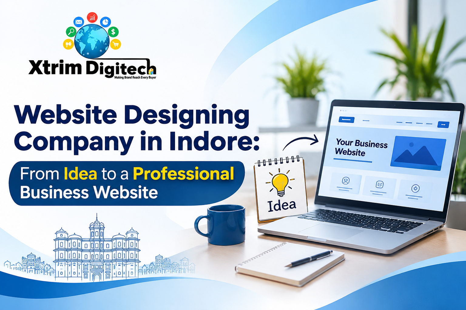 Xtrim Digitech website designing company in Indore, showcasing the process of turning a business idea into a professional website.